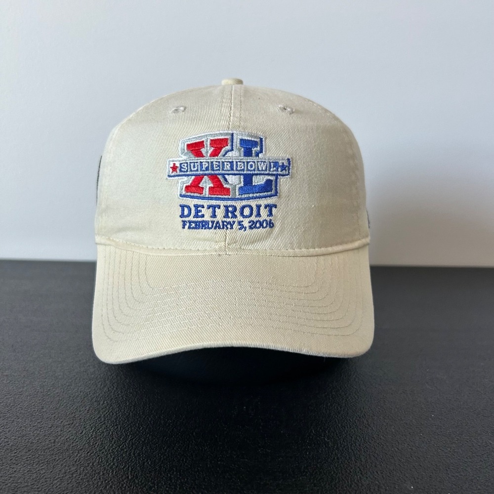 Vintage Reebok Super Bowl XL Hat Cap Strap Back Adjustable Beige NFL Steelers